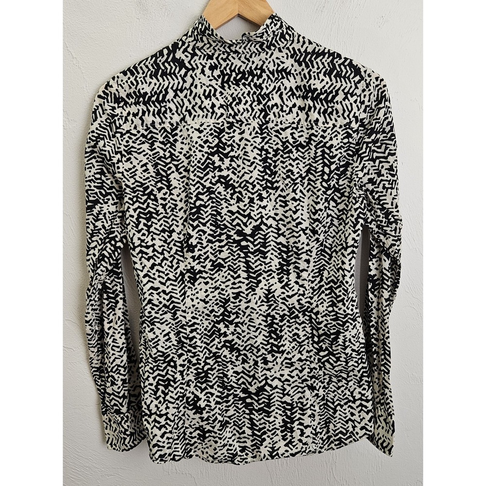 J.Crew‎ The Perfect Shirt Button Down 100% Cotton Black Cream Women's Size 6 - Picture 4 of 7